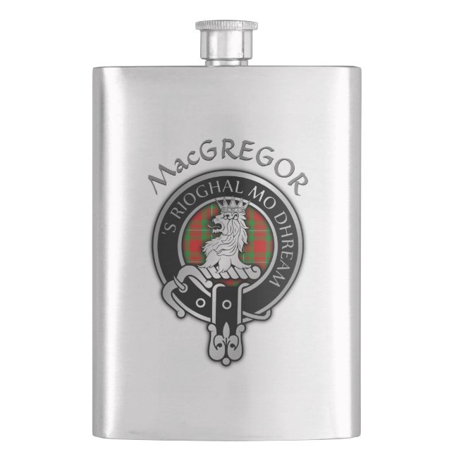 Cantil Clan MacGregor Crest & Tartan Flask (Frente)