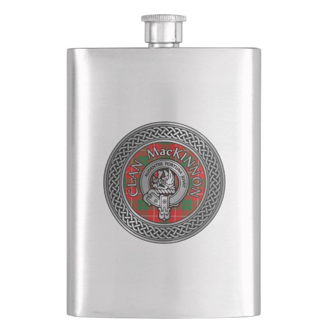 Cantil Clan MacKinnon Crest & Tartan Knot Flask (Frente)