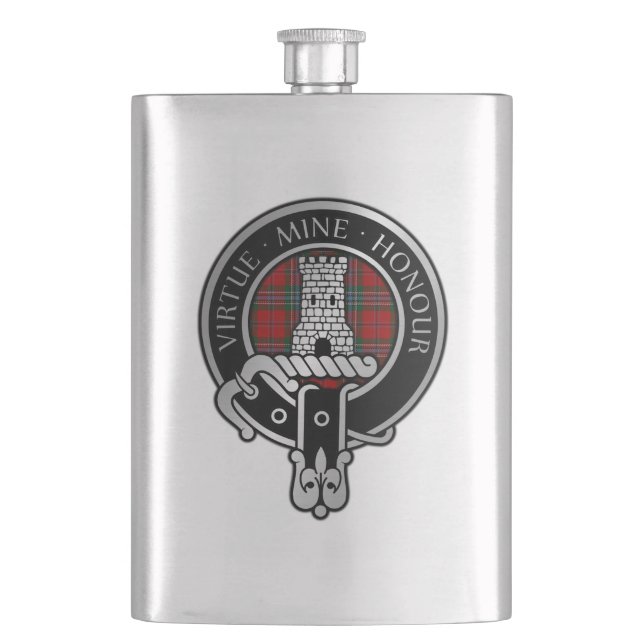 Cantil Clan MacLean Crest & Tartan Flask (Frente)