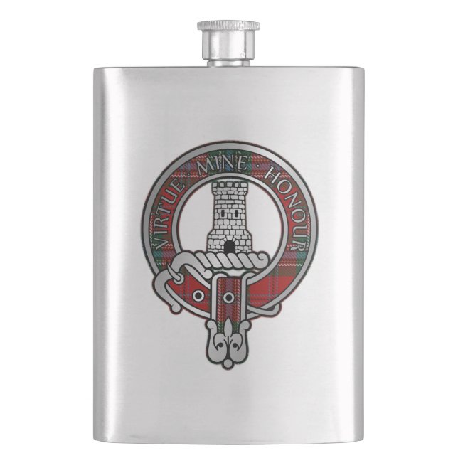 Cantil Clan MacLean Crest & Tartan Flask (Frente)