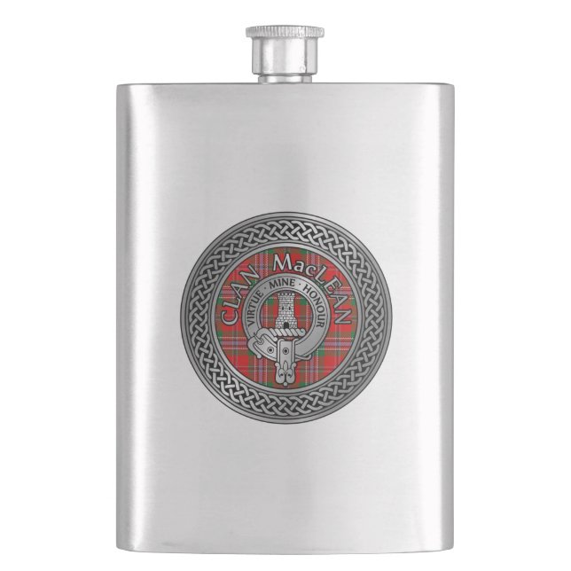 Cantil Clan MacLean Crest & Tartan Knot Flask (Frente)