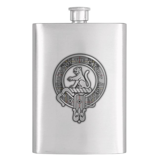 Cantil Clan MacPherson Crest & Tartan Flask (Frente)