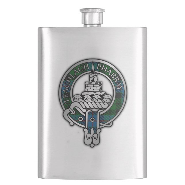 Cantil Clan Morrison Crest & Hunting Tartan Flask (Frente)