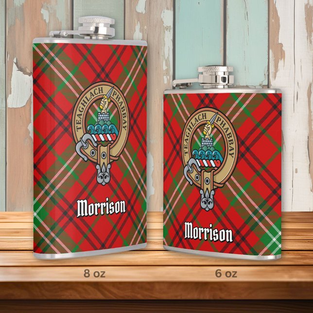 Cantil Clan Morrison Crest sobre o Red Tartan (Criador carregado)