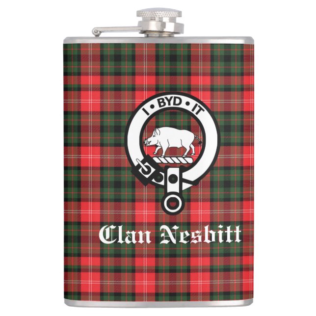 Cantil Clan Nesbitt Crest Crachá e Tartan Personalizado (Frente)