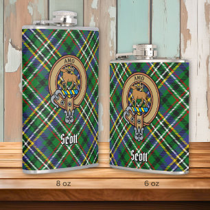 Cantil Clan Scott Crest sobre Green Tartan