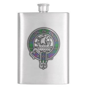 Cantil Clan Wood Crest & Tartan Flask