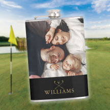 Clubes de Golfe Preto e Dourado com Foto Personali