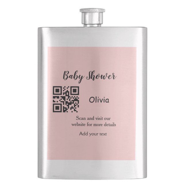 Cantil Código QR simples para chá de bebê com nome texto  (Frente)