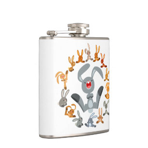 Cantil Coelhos de desenho animado Mandala Flask