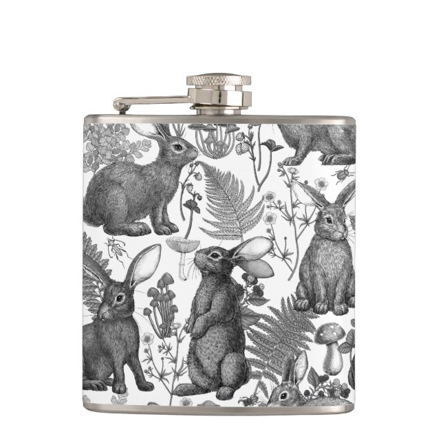 Cantil Coelhos e flora florestal Flask (Frente)