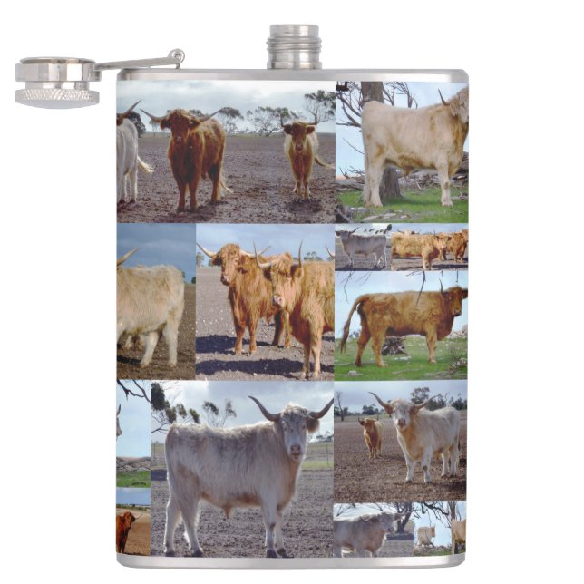 Cantil Colagem Fotográfica De Vacas De Terra Alta, Frasco (Aberto)