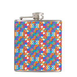 Cantil Colorful flask with a vibrant geometric pattern 