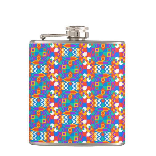 Cantil Colorful flask with a vibrant geometric pattern  (Frente)