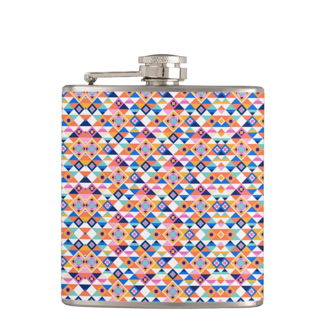 Cantil Colorful flask with geometric pattern in blues (Frente)