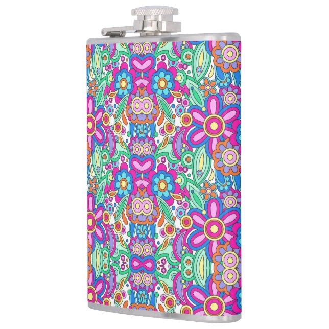 Cantil Colorful flask with vibrant, symmetrical floral  (Esquerda)
