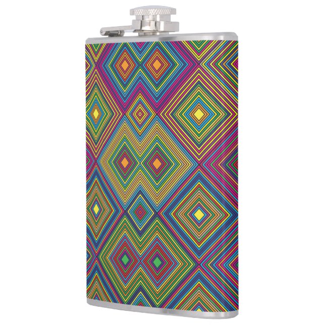 Cantil Colorful hip flask with a vibrant geometric  (Esquerda)