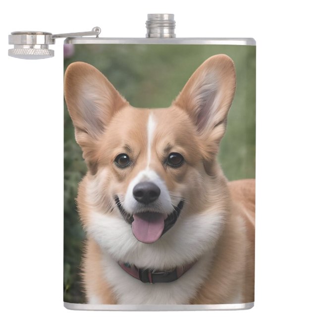 Cantil "Companheiro charmoso: um Corgi em um jardim rosa  (Aberto)