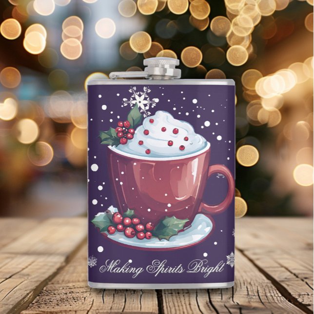 Cantil Copo de Chocolate Quente de Natal | Roxo (Purple Christmas Cup of Hot Chocolate Flask)