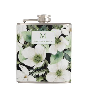 Cantil Cor d'água elegante preto e branco floral