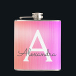 Cantil Cor-de-rosa - Nome do Monograma de Metal Bruto Rox<br><div class="desc">Monograma Elegante de Metais Elegantes de Pastel,  rosa e púrpura,  Este Flask pode ser personalizado para incluir seu nome inicial e próprio. O Pink e o Purple Flask é perfeito para uma comemoração de aniversário ou festa de solteira.</div>