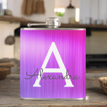 Cantil Cor-de-rosa - Nome do Monograma de Metal Bruto Rox<br><div class="desc">Monograma Elegante de Ómbre Cor-de-rosa e púrpura. Este Flask pode ser personalizado para incluir seu nome inicial e próprio. O Pink e o Purple Flask é perfeito para uma comemoração de aniversário ou festa de solteira.</div>