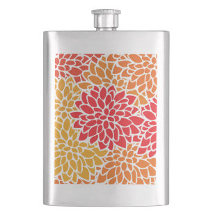 Cantil Cor Vermelha Laranja Vintage 60s Flor