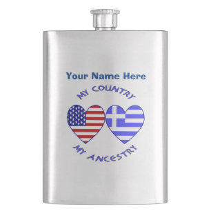 Cantil Coração Grego EUA Ancestral Personalizado 