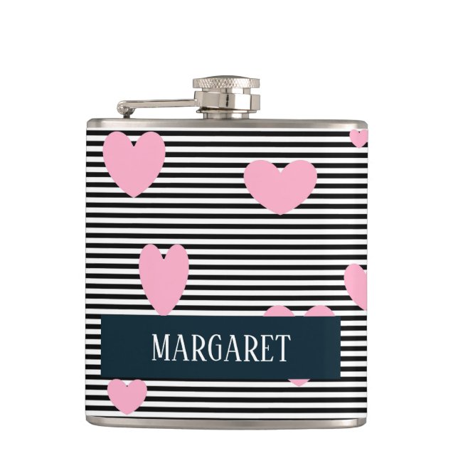 Cantil Corações e listras rosa personalizados (Frente)