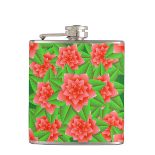 Cantil Coral Orange Camellias e Folhas Verdes
