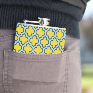 Cantil Corante amarelo e azul-bebê, latido, quatrefoil