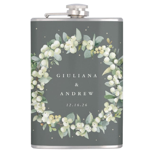 Cantil Coroa de Snowberry & Eucalipto Casamento Personali (Frente)