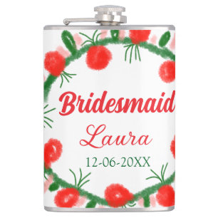 Cantil coroa verde vermelha cir adicionar nome bridesmaid