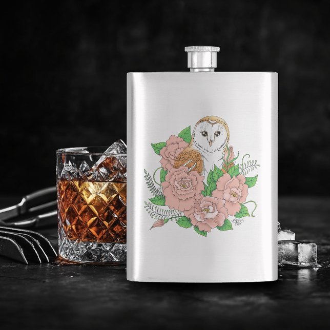Cantil Coruja-Celeiro Azul Flores Rosa (Criador carregado)