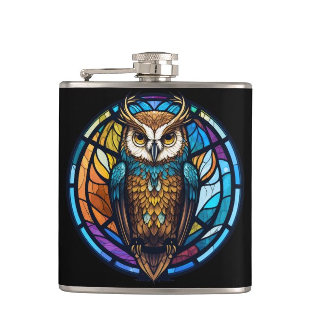 Cantil Coruja Pássaro Retrato Animal Vidro Escondido (Frente)