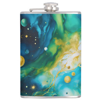 Cantil Cosmos Dourado de Álcool Verde Azul