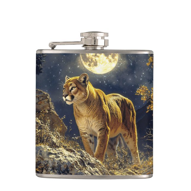 Cantil Cougar na Arte da Vida Selvagem à Lua (Frente)