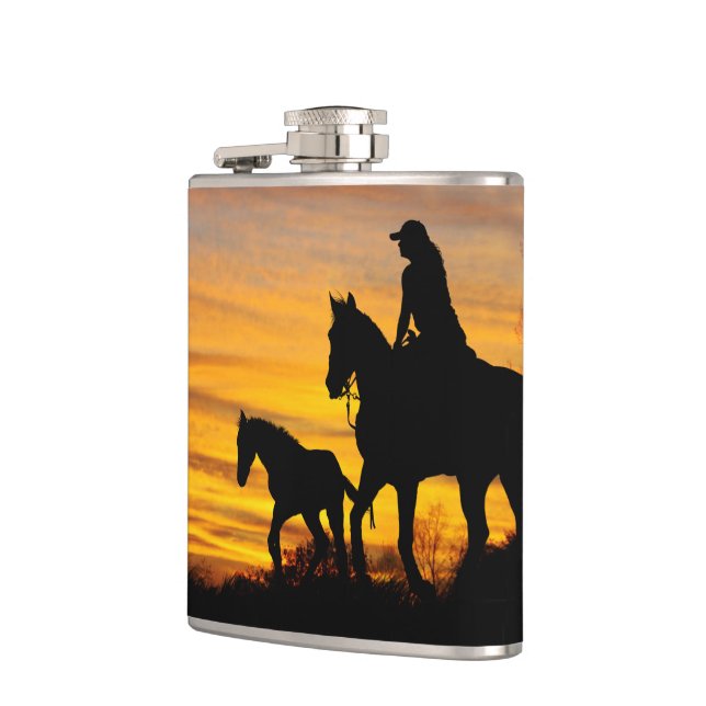 Cantil Cowgirl Sunset Horseback Beber Flask (Esquerda)
