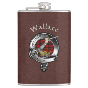 Cantil Crachá Wallace Clan c/Brown Faux Leather Flask