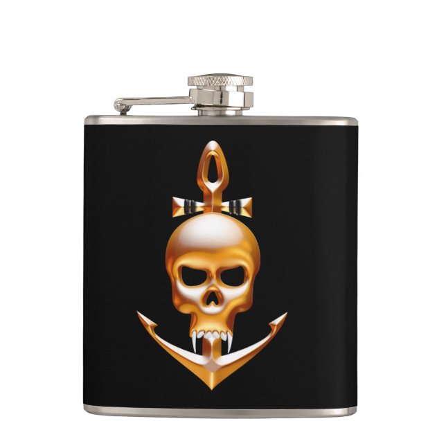 Cantil Crânio Dourado do vampiro e da âncora (Frente)