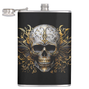 Cantil Crânio Tribal Itriciado em Ouro