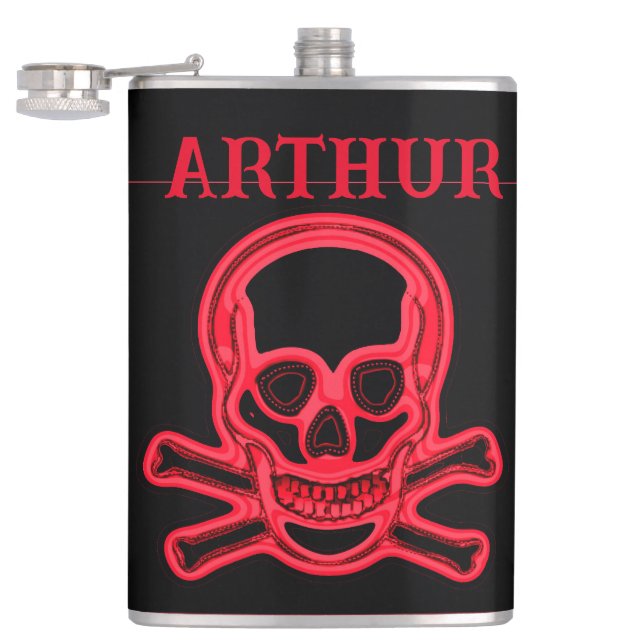 Cantil crânio vermelho, personalizado. (Aberto)