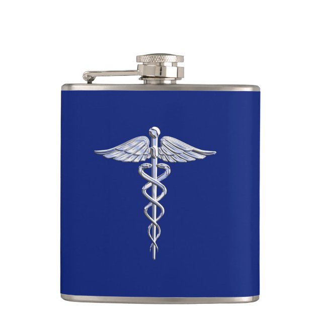 Cantil Cromo Como Caduceus Símbolo Médico Marinho Azul De (Frente)