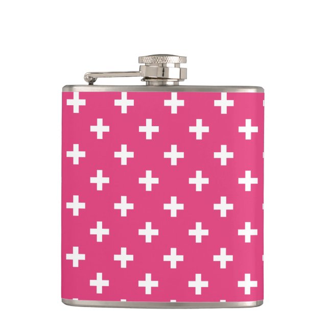 Cantil Cruzes de polca branca em fuchsia (Frente)