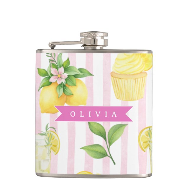 Cantil Cupcake de Limonada com Faixa Personalizada em Aqu (Frente)