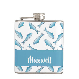 Cantil Custom name blue fish on white