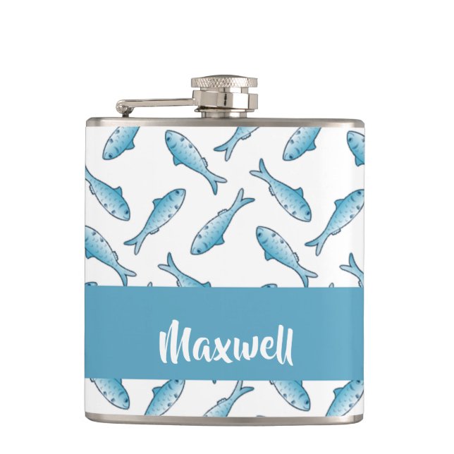 Cantil Custom name blue fish on white (Frente)