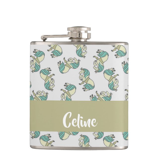 Cantil Custom name cute horses pattern (Frente)