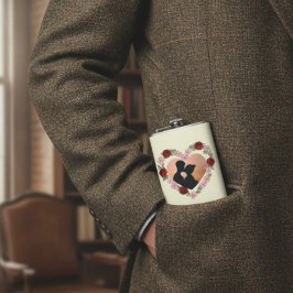 Cantil Custom Photo & Name Rose Heart Hip Flask