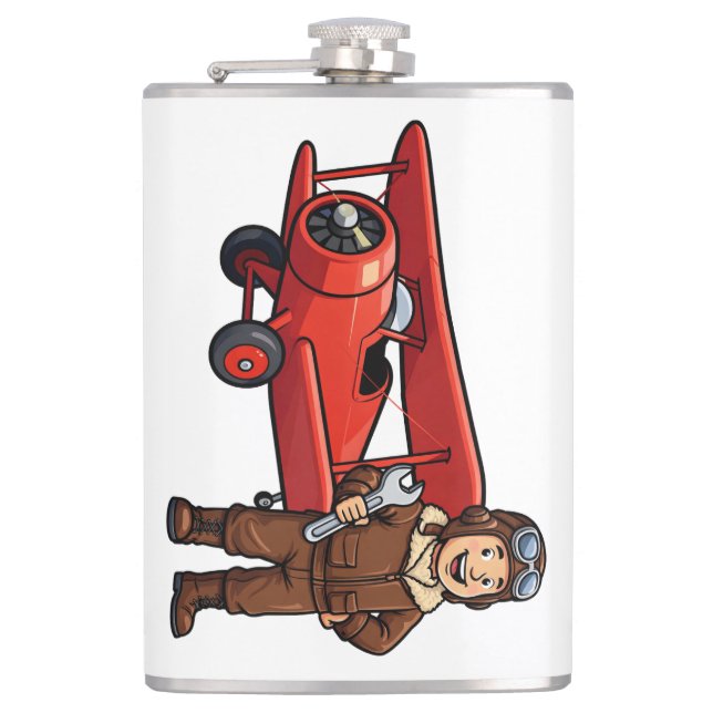 Cantil Cute Cartoon Mechanic with Red Car Illustration (Frente)